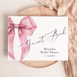 She is tying the Knot Pink Bow Bridal Shower Guest Book