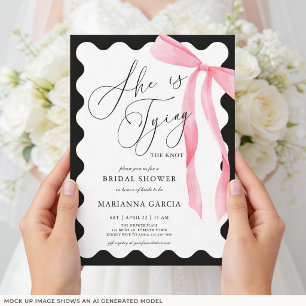 She is Tying the Knot Pink Bow Bridal Shower Invitation