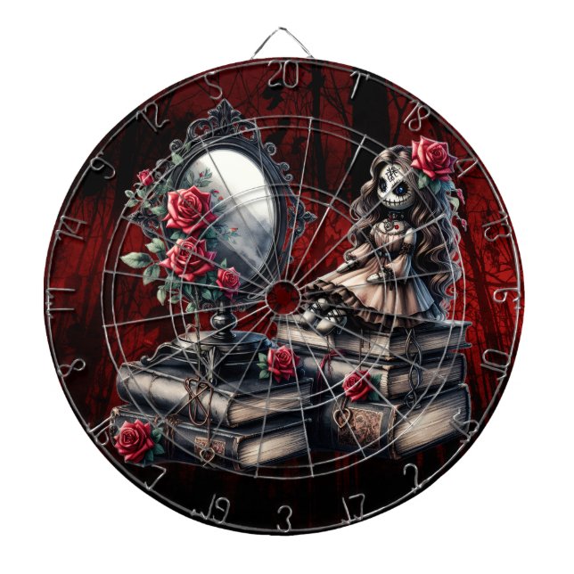 She is watching  dartboard (Front)