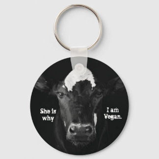 She is why I am Vegan Key Chain