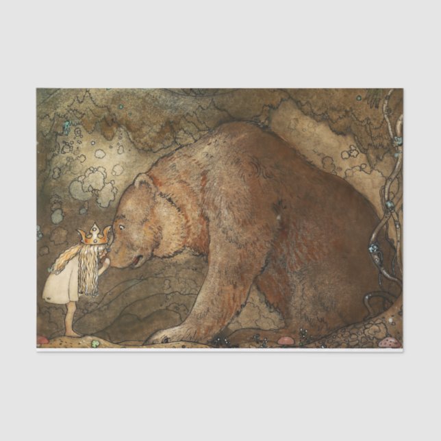 “She Kissed the Bear” by John Bauer Tissue Paper (Front)