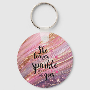 She Leaves A Little Sparkle Brushstrokes & Glitter Key Ring