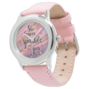 She Leaves A Little Sparkle Brushstrokes & Glitter Watch