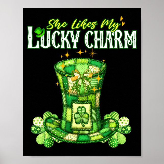 She Likes My Lucky Charm Irish Couple Patricks Day Poster (Front)