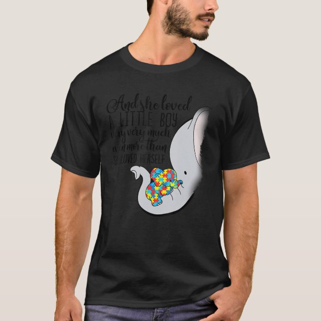 She Loved A Little Boy Very Much Autism Elephant M T-Shirt (Front)