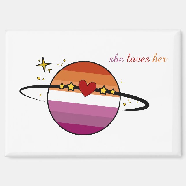She Loves Her Sunset Lesbian Flag Magnet (Front)
