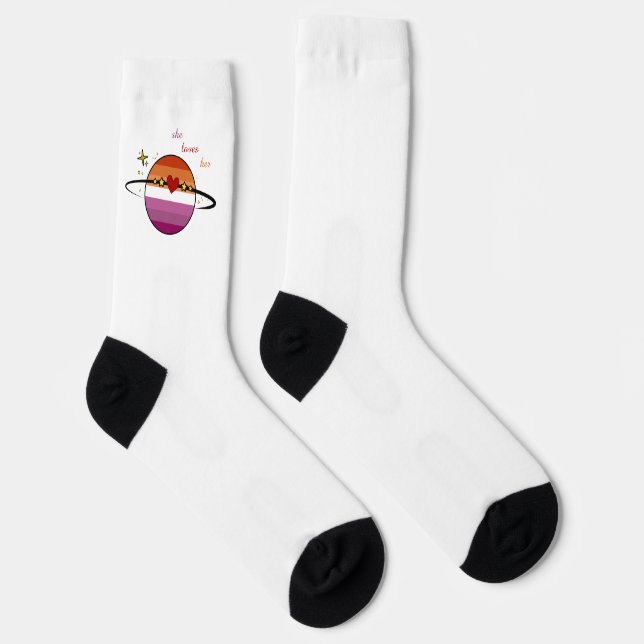 She Loves Her Sunset Lesbian Flag Socks (Right)