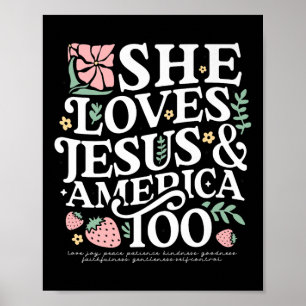 She Loves Jesus &amp; America Christian 4th July S Poster
