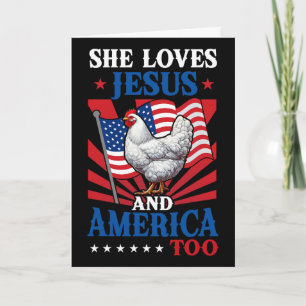 She Loves Jesus And America 4th Of July Us Flag Ch Card