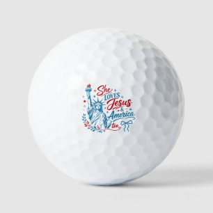 She Loves Jesus and America Too 4th of July Christ Golf Balls