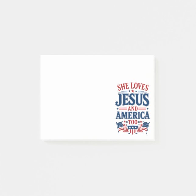 She Loves Jesus and America Too Post-it Notes (Front)