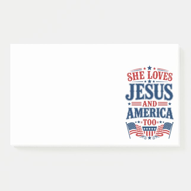 She Loves Jesus and America Too Post-it Notes (Front)