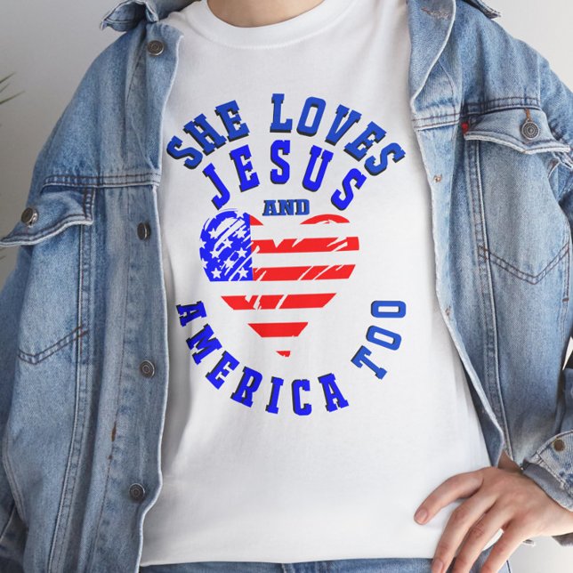 She loves Jesus and America too Tri-Blend Shirt (Creator Uploaded)