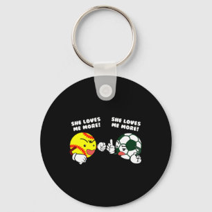 She Loves Me More Funny Softll Soccer Player Key Ring