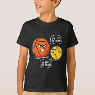 She Loves Me More Sketll Softll Sports Lover T-Shirt