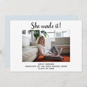 She made it Simple Graduate Photo Graduation  Anno Announcement