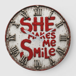 She Makes Me Smile Large Clock
