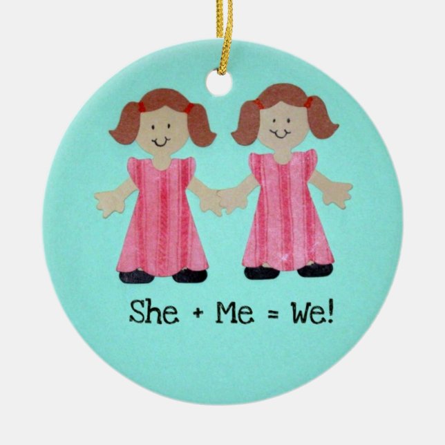 She + Me = We! Ceramic Tree Decoration (Front)