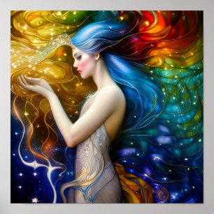 She of Rainbow Starlight Digital Art Poster
