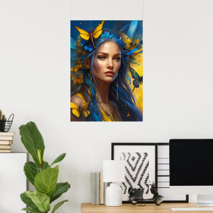 She of the Butterflies   Digital Art Poster