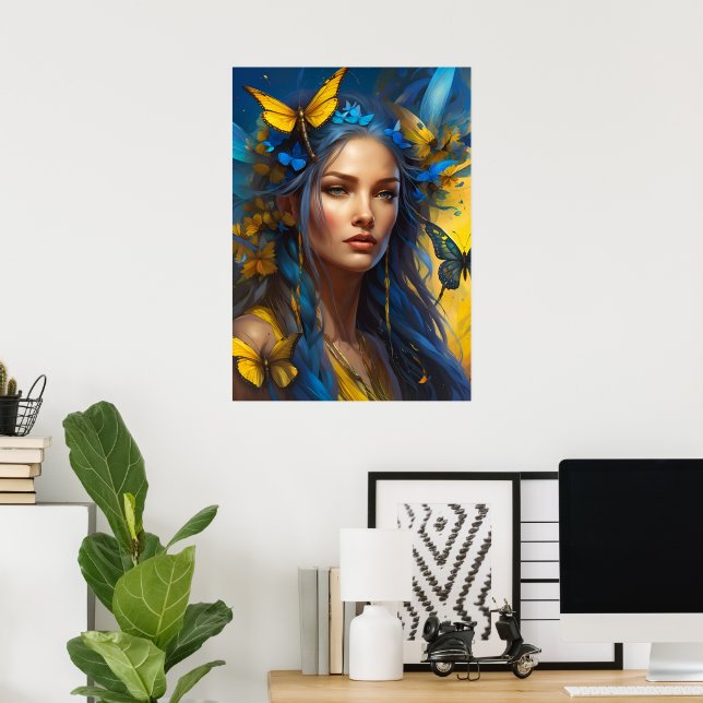 She of the Butterflies | Digital Art Poster (Home Office)