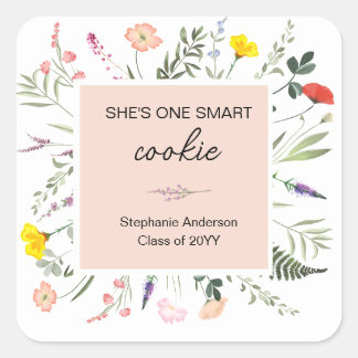 She One Smart Cookie Wildflower Graduation Sticker