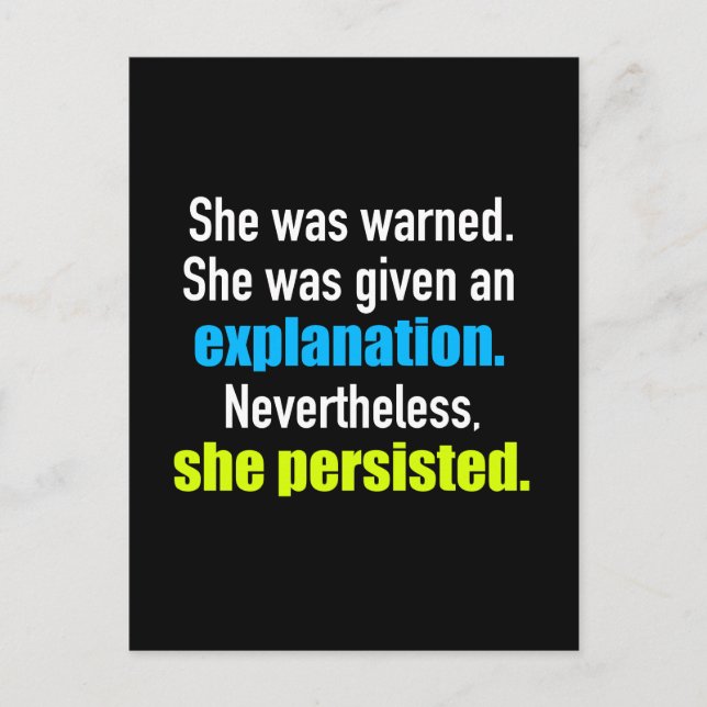 She Persisted Elizabeth Warren Postcard (Front)