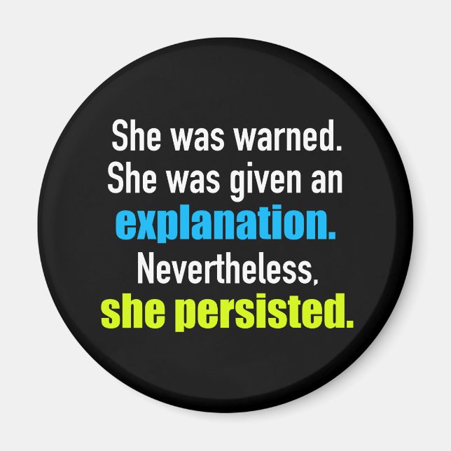 She Persisted Elizabeth Warren Quote Magnet (Front)