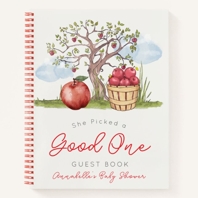 She Picked a Good One Apple Bridal Guest Book (Front)