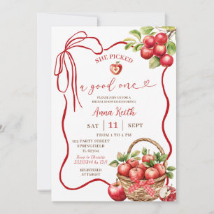 She Picked a good one apple bridal shower Invitation