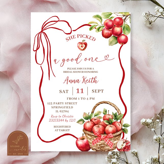 She Picked a good one apple bridal shower Invitation (Creator Uploaded)
