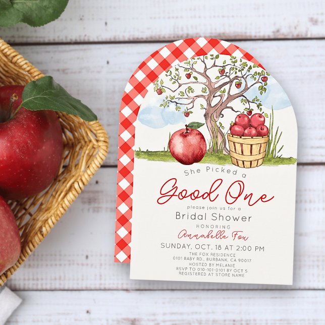 She Picked a Good One Apple Tree Bridal Shower Invitation (Creator Uploaded)