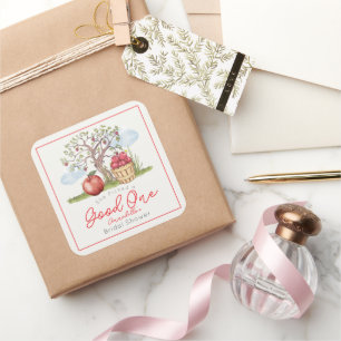 She Picked a Good One Apple Tree Bridal Shower Square Sticker