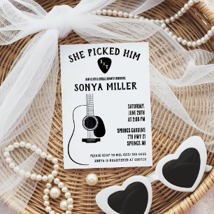 She Picked Him! Guitar and Pick Bridal Shower Invitation
