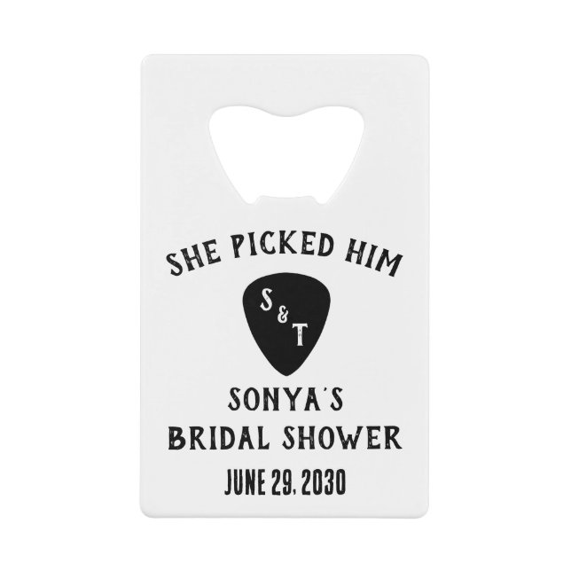 She Picked Him! Guitar Bridal Shower Favour (Front)