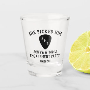 She Picked Him! Guitar Bridal Shower Favour Shot Glass
