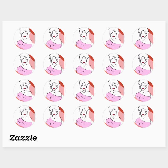 She - pink classic round sticker (Sheet)
