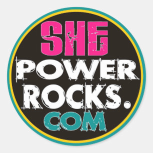 She Power Rocks logo sticker (round)