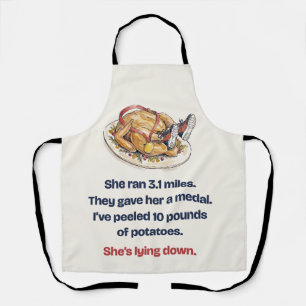 She Ran the Turkey Trot Funny Thanksgiving Apron