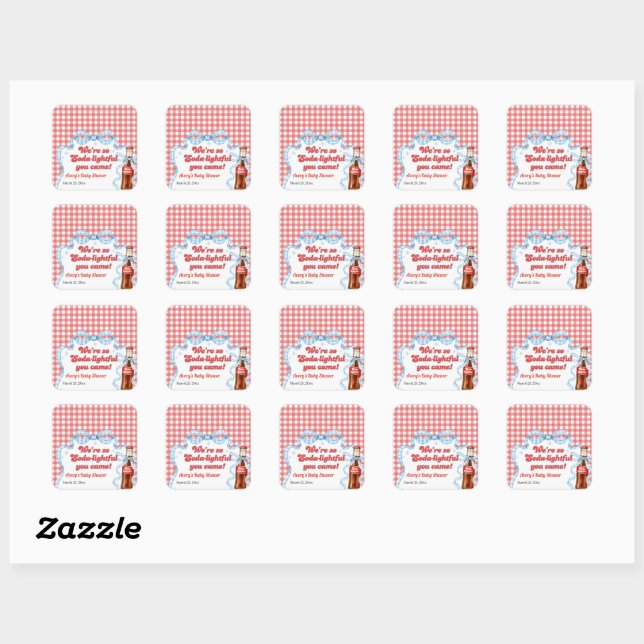 She Ready Pop Soda Baby Shower Boy Square Sticker (Sheet)