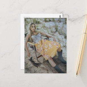 She Relaxs at the Beach Collage Postcard