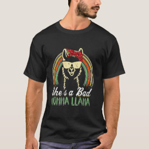 She S A Bad Momma Llama Funny Mama Retro Vintage T-Shirt
