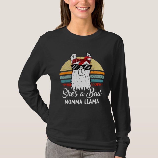 She s a Bad Momma Llama  Mom Mama Grandma T-Shirt (Front)