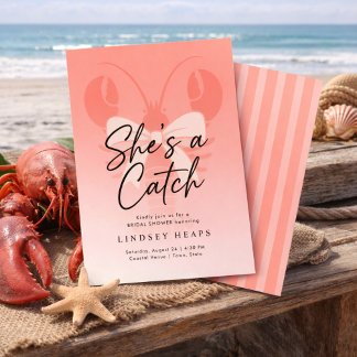 She’s a Catch Coastal Lobster Bridal Shower  Invitation