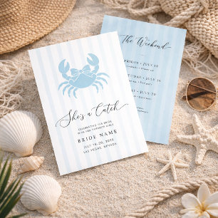 She’s a Catch Coastal Stripe Bachelorette Weekend Invitation