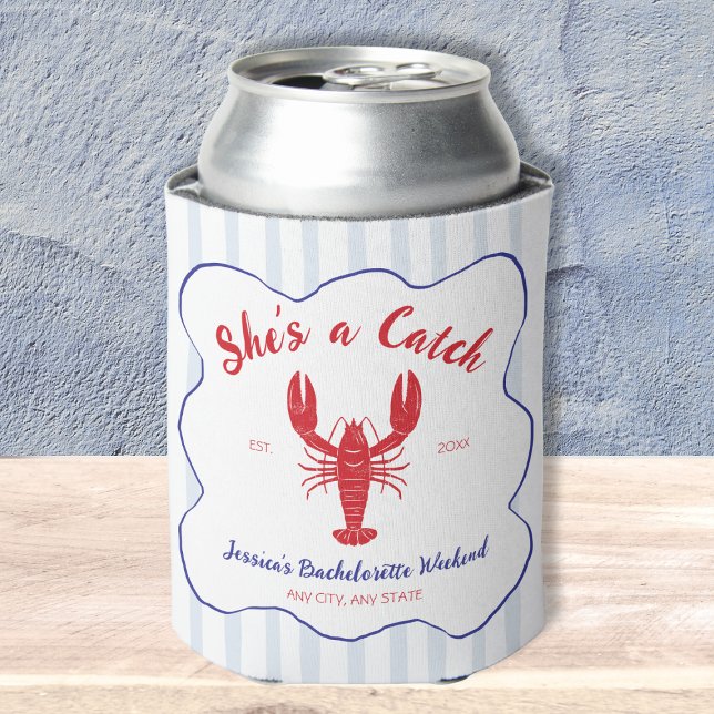 She’s a Catch Lobster Bachelorette Party Can Cooler (She’s a Catch Lobster Bachelorette Party Can Cooler)