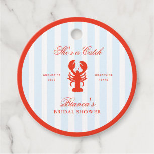 She’s a Catch Lobster Red and Blue Bridal Shower Favour Tags