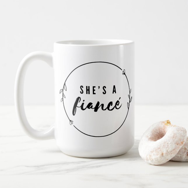 She’s a Fiancé Elegant Engagement Bride to Be Gift Coffee Mug (With Donut)