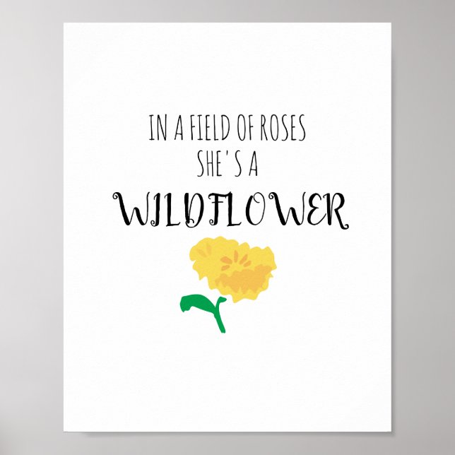 She’s a Wildflower Art Flower Quote Poster (Front)