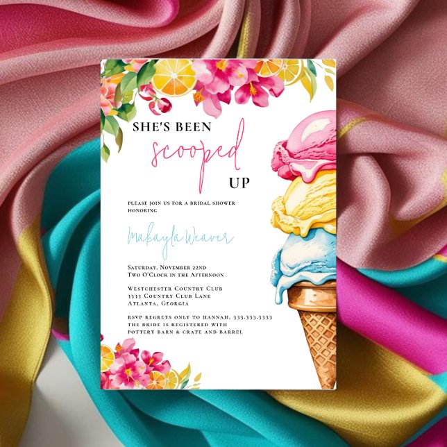 She’s Been Scooped Up Ice Cream Bridal Shower Invitation (Creator Uploaded)